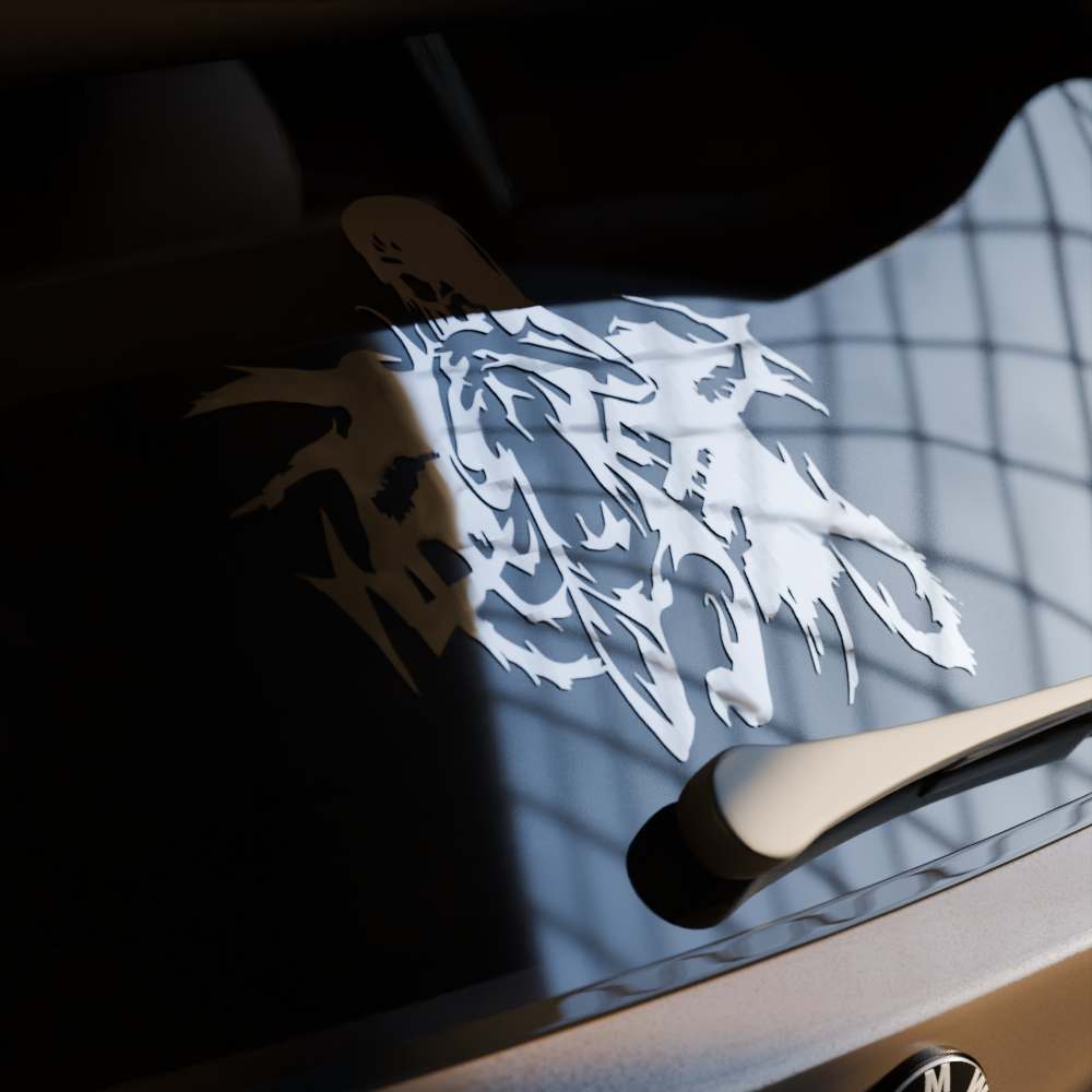 charoke banner — car banner on the rear window, close-up