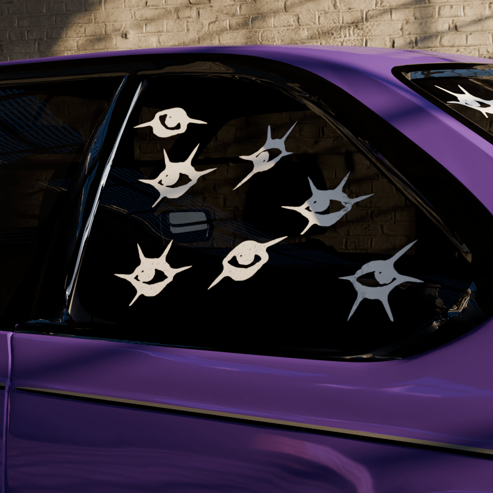 crystal tears ✧ decal — car decal on a side window, side view