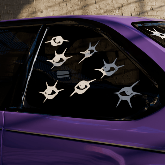 crystal tears ✧ decal — car decal on a side window, side view